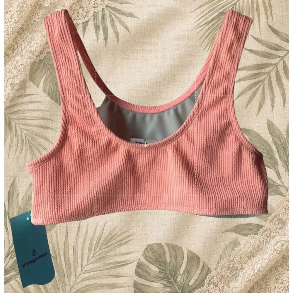 O’rageous Girls 14 Pink Aqua Textured 2 Piece Bikini Swimsuit NWT Beach